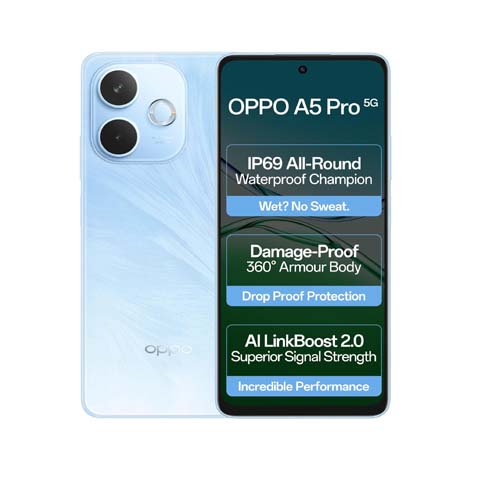 Oppo A5 Pro 5G (Feather Blue, 8GB RAM, 128GB Storage)