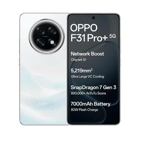 Oppo F31 Pro+ 5G (Himalayan White, 8GB RAM, 256GB Storage)